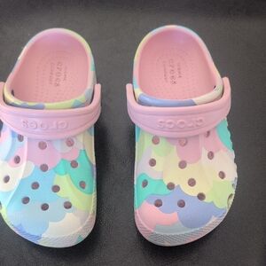 CROCS Kids Classic Clog - Pastel Multicolor with Pink Strap